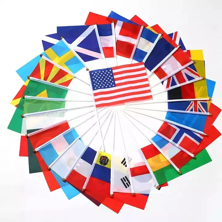 Wholesale World Cup Banner Stick Flag Country Custom World Cup Small Mini Hand Held Flags