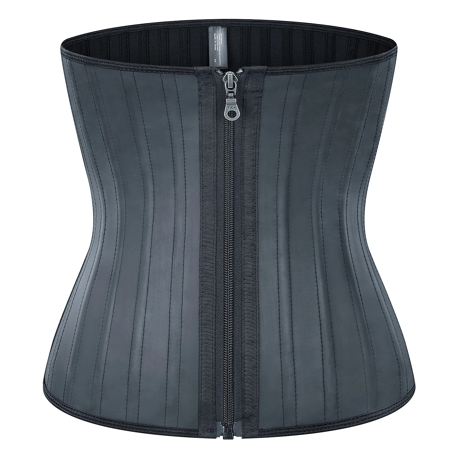 New Release 100% Rubber Latex Waist Shaper High Quality 25 Steel boned Zipper Latex Waist Trainer