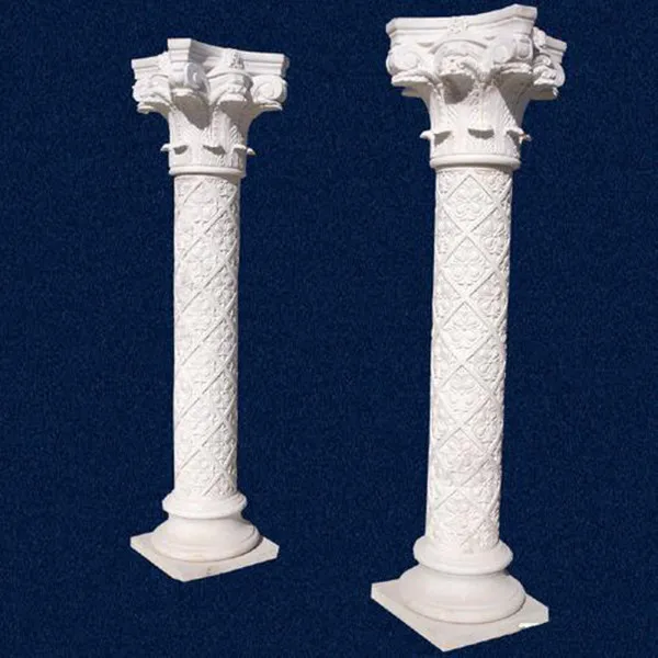 Outdoor Building Material Decorative White Marble Hollow Roman Pillar Stone