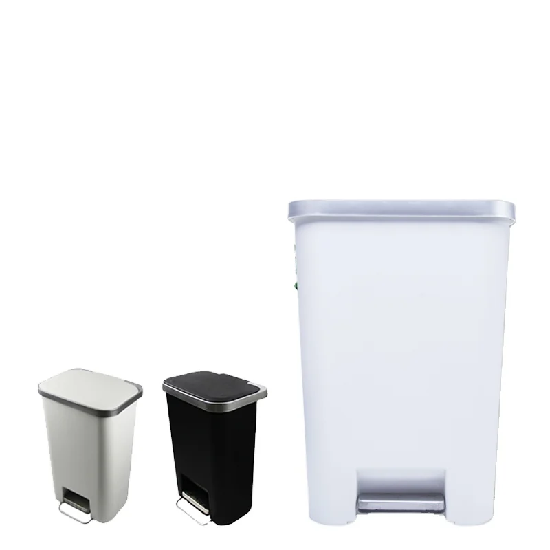 Large Capacity Foot Pedal Garbage Bin Kitchen Use Dust Bin Trash Can With Buffer Unit Waste Can
