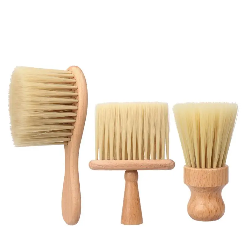 Customized Logo Barber Natural Beech Wood Handle Soft Nylon Brush Hair Broken Cleaning Brush Car Hair Cut Duster Brush For Salon