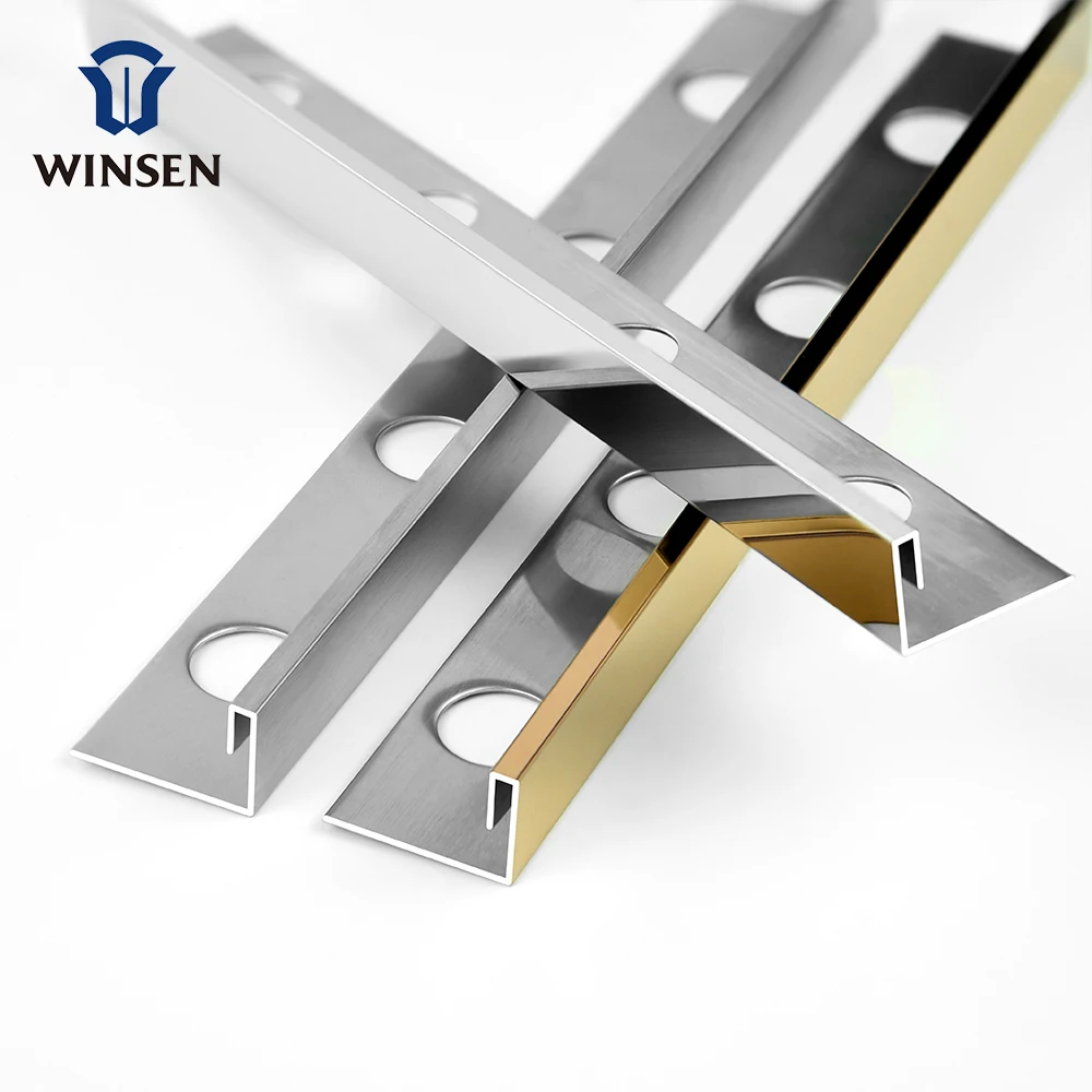 L shape Corner Protection Ceramic Covers Stainless Steel Tile Trim Edges for Outside Corner Stainless Steel Tile Edge Trim