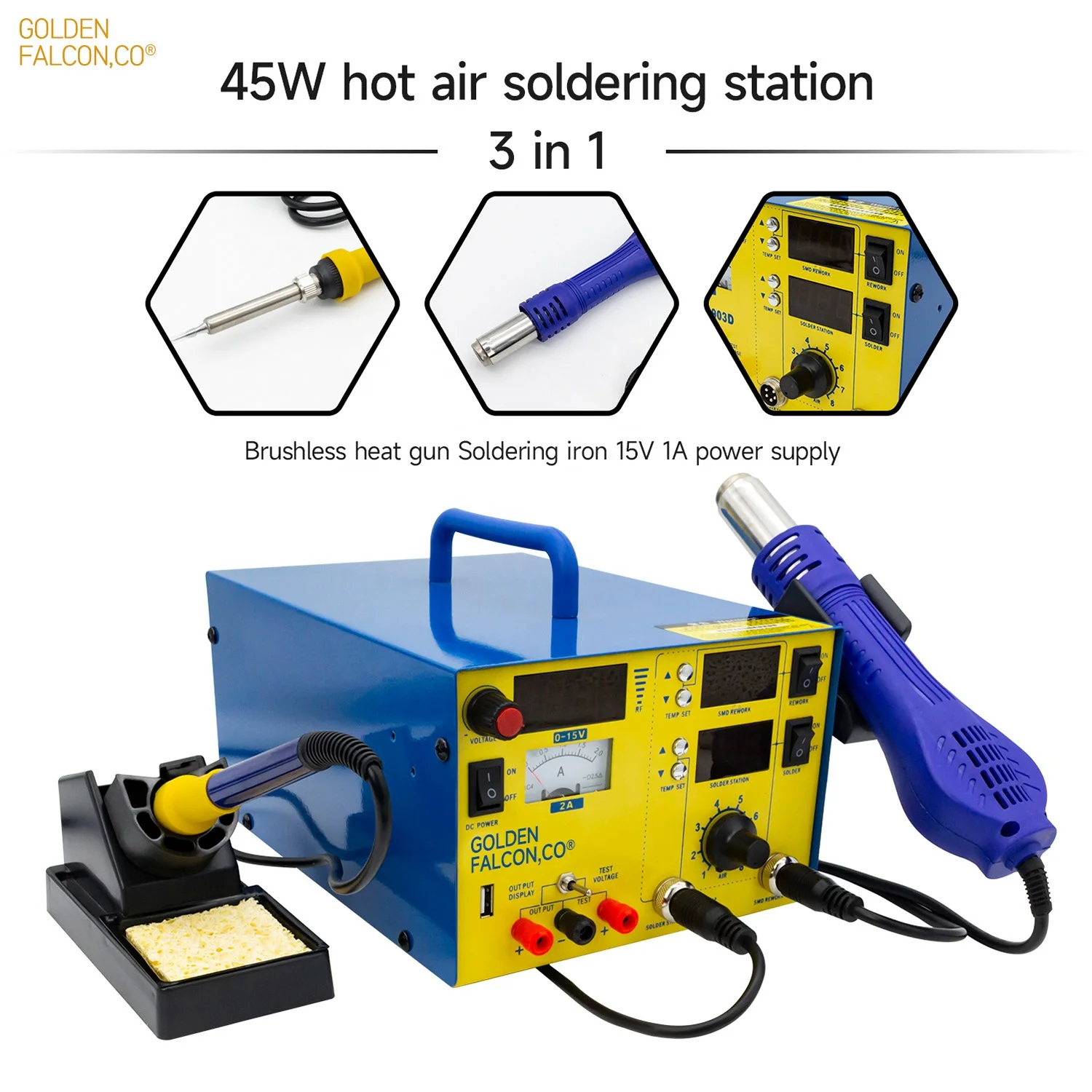 Digital soldering station 3 in1 hot air gun soldering iron power supply Welding machine Soldering Station 800W for repair shop