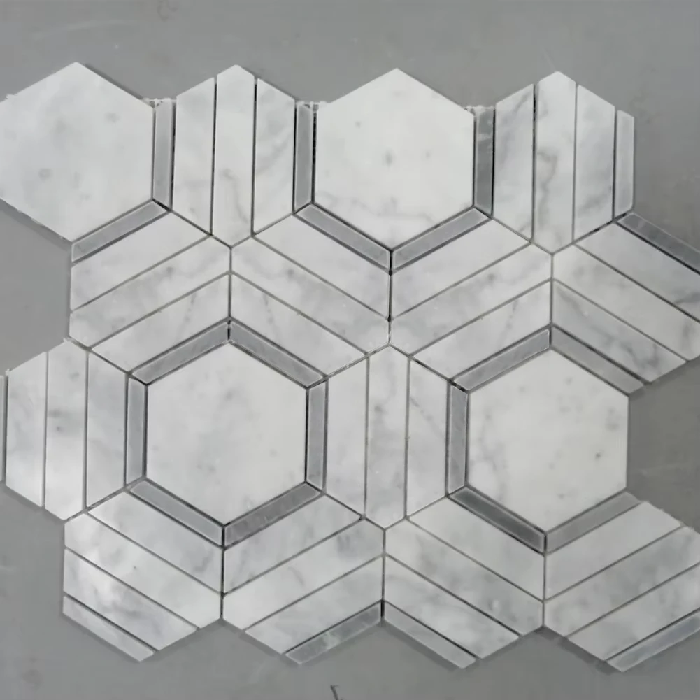 Century Mosaic Decor New Original Design White Hexagon Stone Kitchen Backsplash Bathroom Marble Stone Mosaic Tile