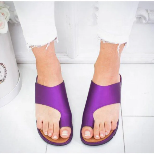  Сандалии женские из экокожи удобные мягкие босоножки на платформе плоская подошва коррекция большого пальца стопы Тапочки