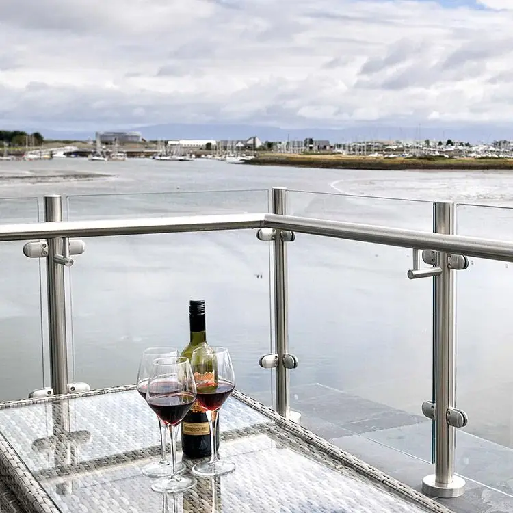 Glass Fixing French Wrought Iron Glass Balcony Railing Stainless Steel