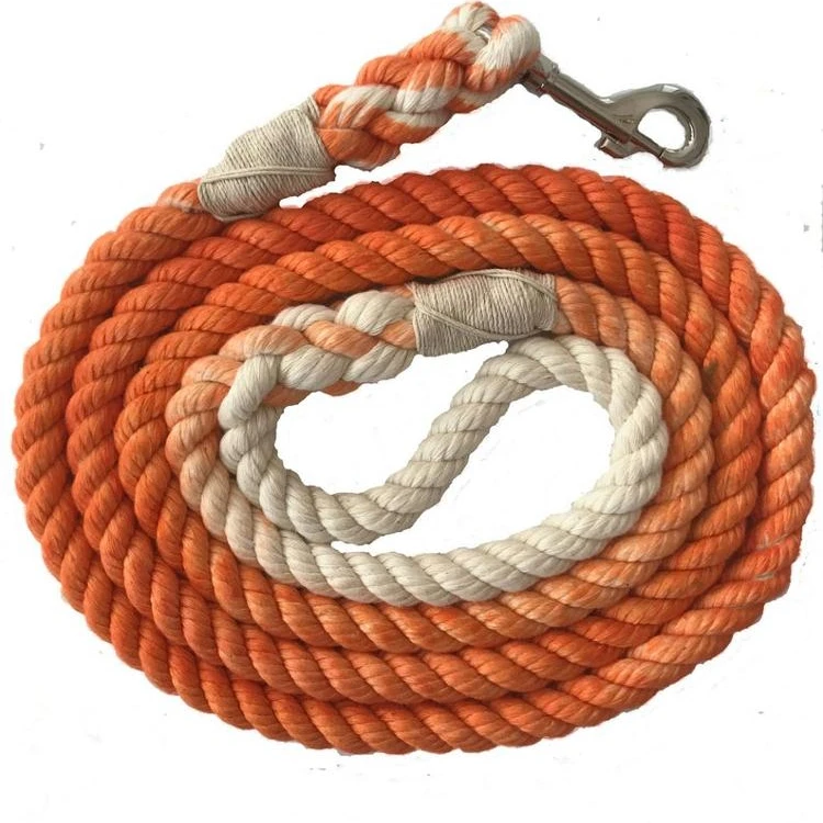 Orange Ombre Solid or Marbled Cotton Rope Dog Leash