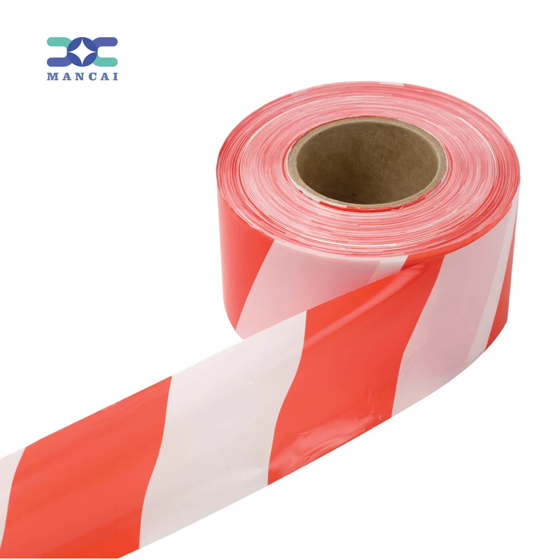 MANCAI Hazard Warning Non-Adhesive Barrier Tape Warning Tape 500m White And Red Warning Tape