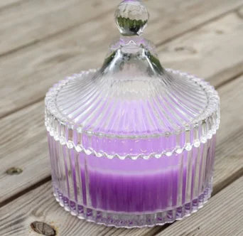 Haonai stripe candle glass jar glass candle holder