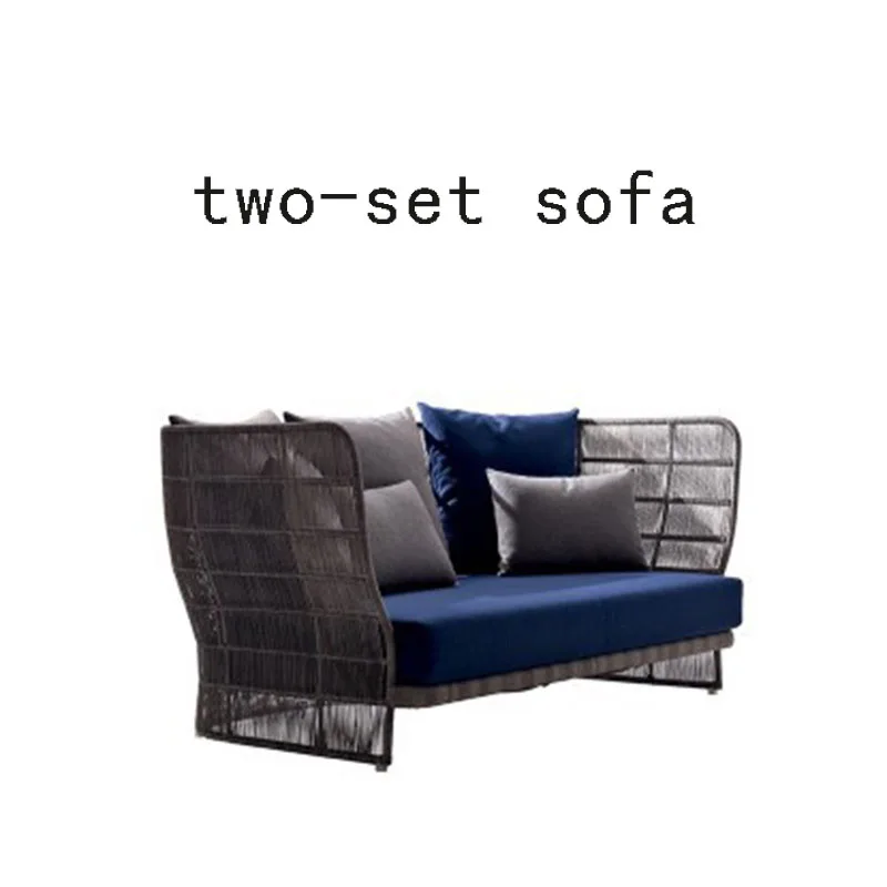 New product outdoor furniture double three person rattan weaves sofa rattan sofa tea tale combination