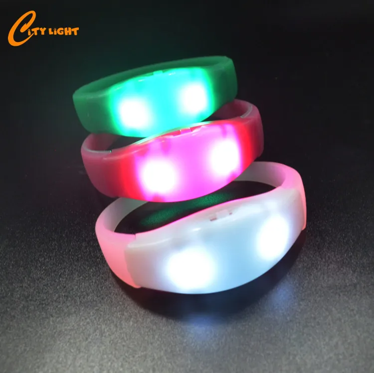 RGB OEM Logo Silicone Led Wristband Flashing Light up sound activated led bracelet
