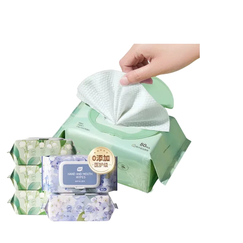 Spunlace non-woven material wet wipes are sold on the market