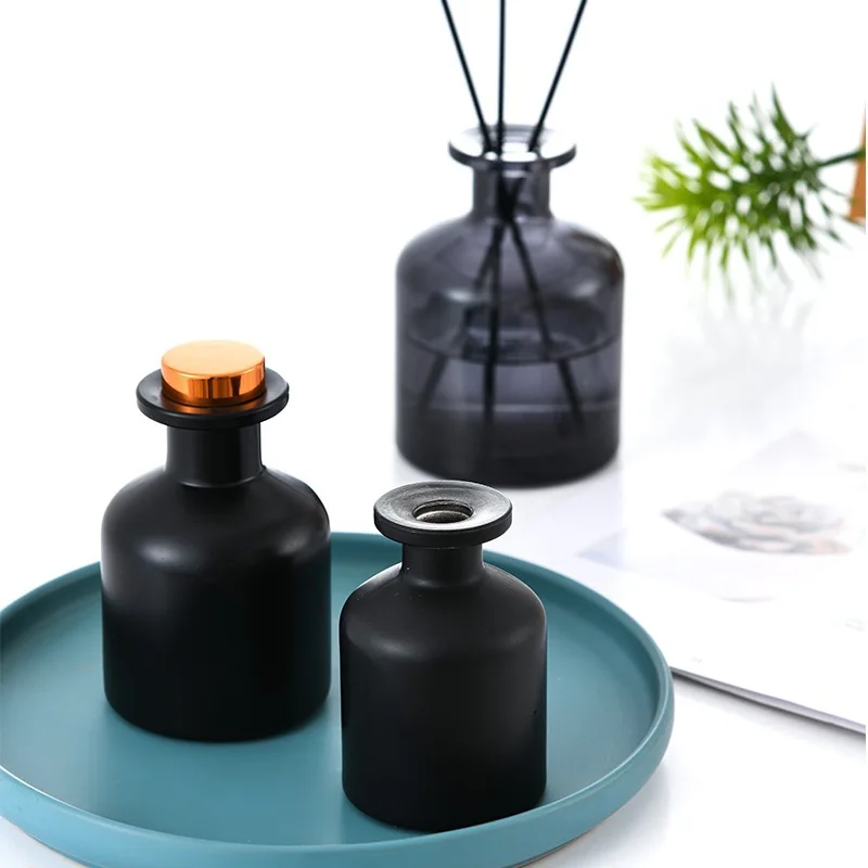 Household Colored Matte black 50ml100ml150ml250ml Empty Glass Reed Diffuser Aromatherapy Aroma Bottle For Home Hotel Use