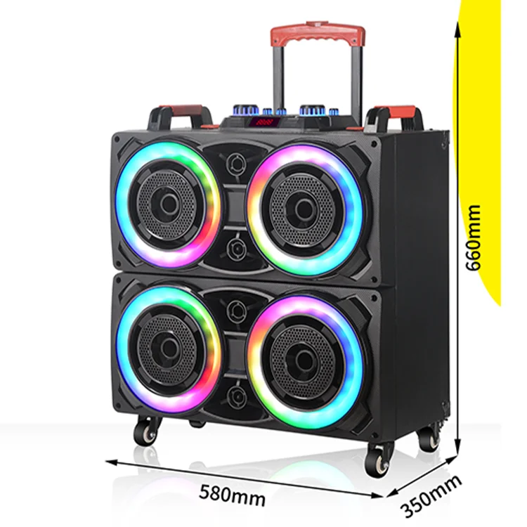 Ndr-8888 Amazon новинка тележка BT динамик с двумя Рог 60w 4*8 дюймов НЧ-деревянные пластиковые двойные беспроводные микрофоны Биг Род