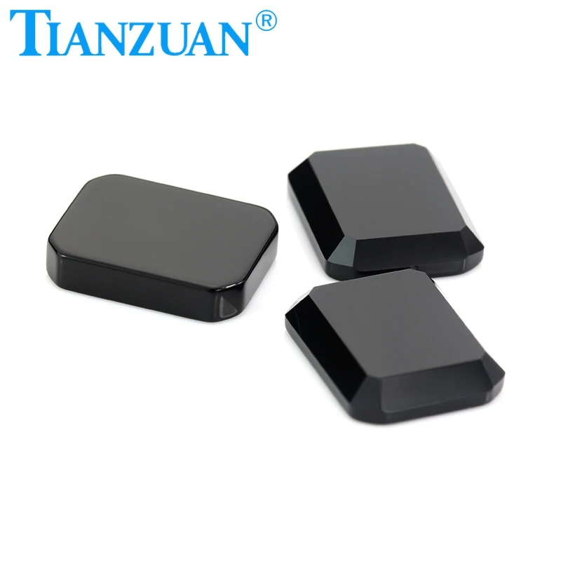 rectangle round square shape  double flat back  natural   black agate gemstone