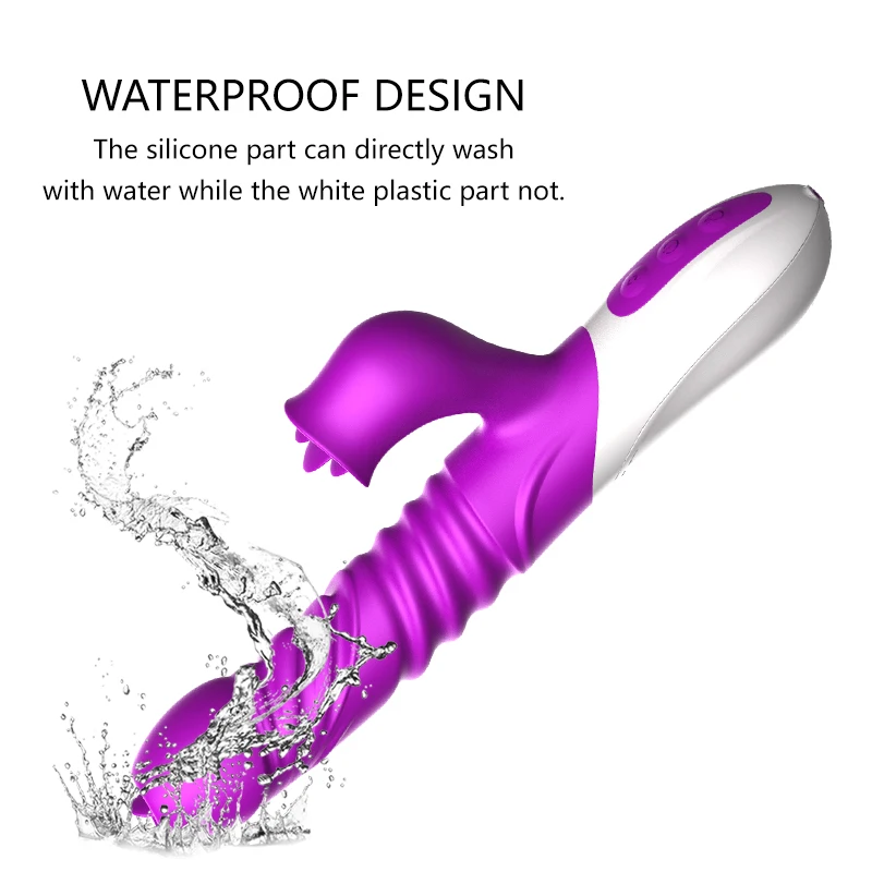 10 Speed Waterproof Rechargeable Insert Vagina dildo Enlargement  Tongue Licking Clitoris Vibration Sex Toys For Female