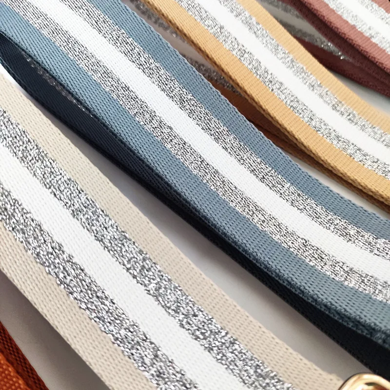 Meetee B-J353 Colorful Silver Line Highlight Strap Adjustable Crossbody Long Backpack Polyester + Leather Rivet Strap