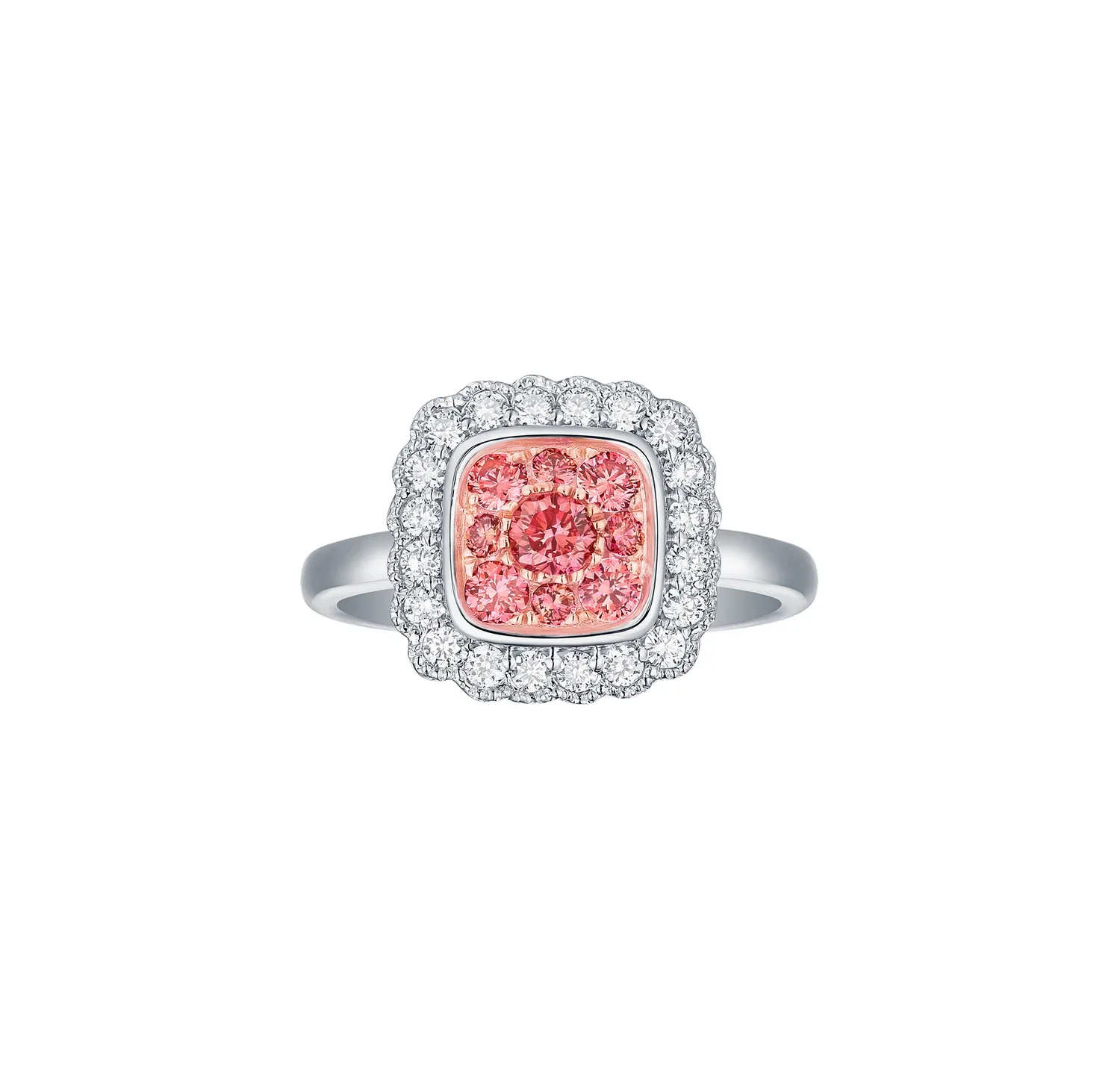Lab-grown pale pink jewelry VS1 sparkly round cut diamond ring GIA certified