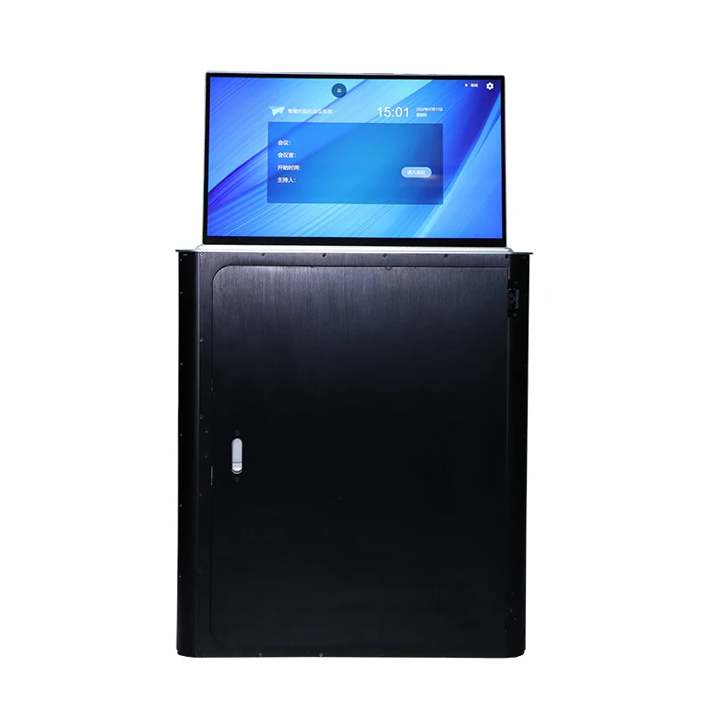 JGST OEM High quality Retractable Hidden Ultra-slim Desk lift monitor Full Motion All-in-one Motorized LCD Lift for Conference