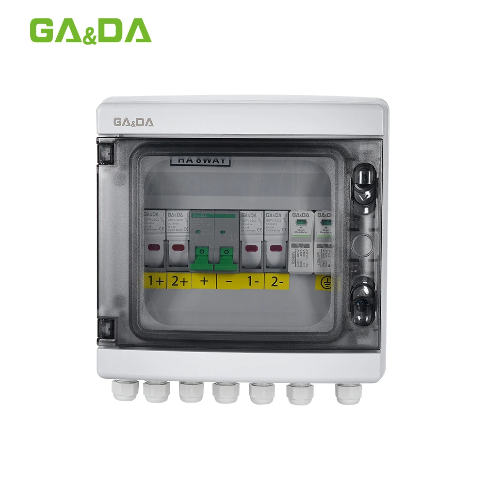 GDS-PV2/1 IP65 2 IN 1 OUT 2 Strings Ways 15A 1000V Solar control box PV Array Power DC Combiner Box