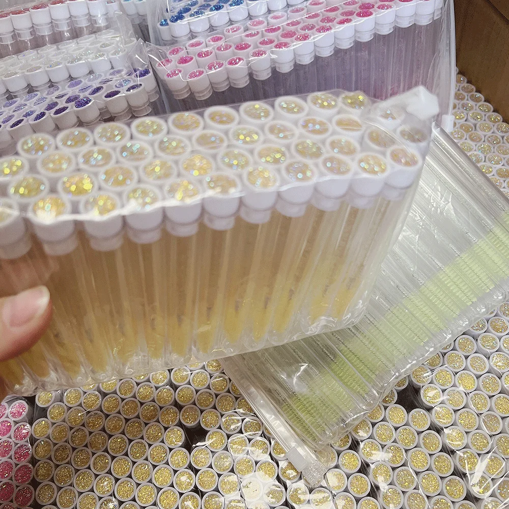 Wholesale Hollow Disposable Eyelash Spoolies Brush Nylon Spiral Bendable Mascara Brushes with tube eyelash makeup wand holder