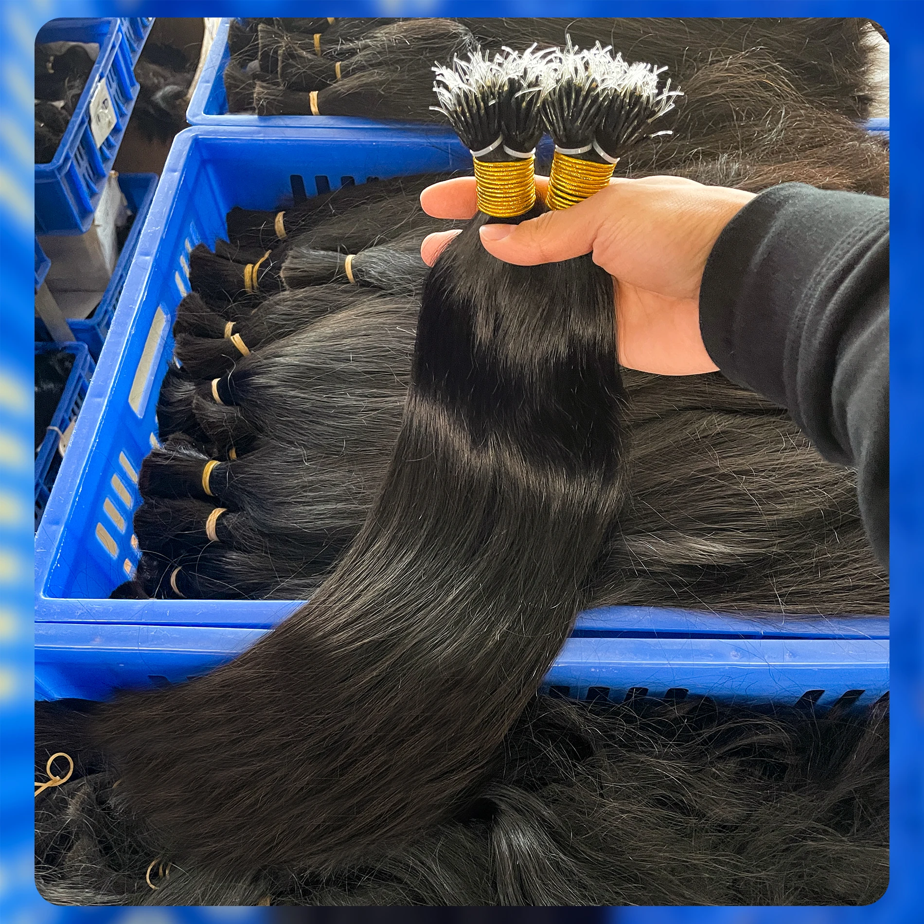 Wholesale Indian Virgin Remy Human Hair Nano Ring Straight Double Drawn Plastic I Tip Hair Extension