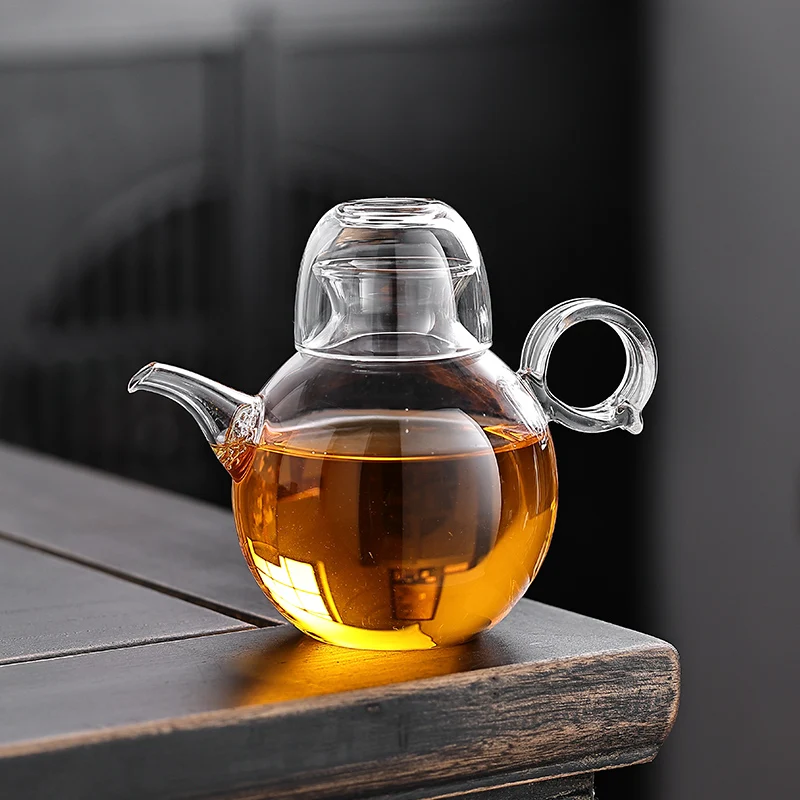 Tea Heat Resistant Wholesale Glass Teapot with Strainer and Wooden HandleJapanese style small wine pot from Korea