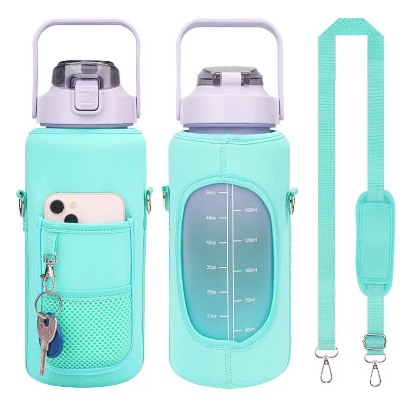 Travel outdoor crossbody bottle sleeves neoprene bottle holder Insulated water bottle holder with strap