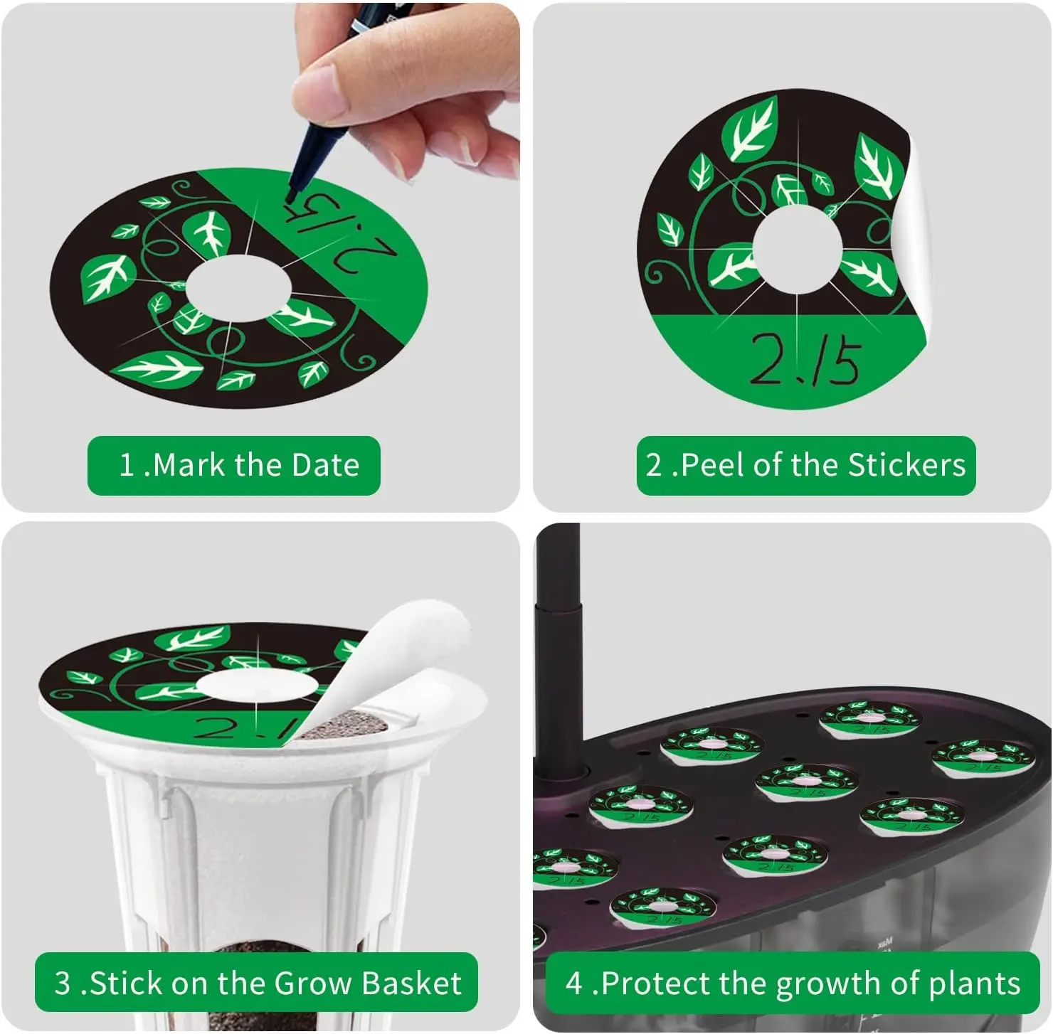 PVC Seed Pot Labels Sticker Peel and Stick Hydroponic Garden Label Plant Grow Basket Label for Plant Enthusiasts Aerogarden