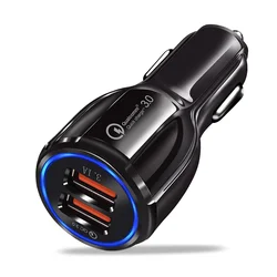Vnew Hot sell 3.1A fast charging QC3.0 2 Port car Charger Mobile Phone Charger dual port usb car charger