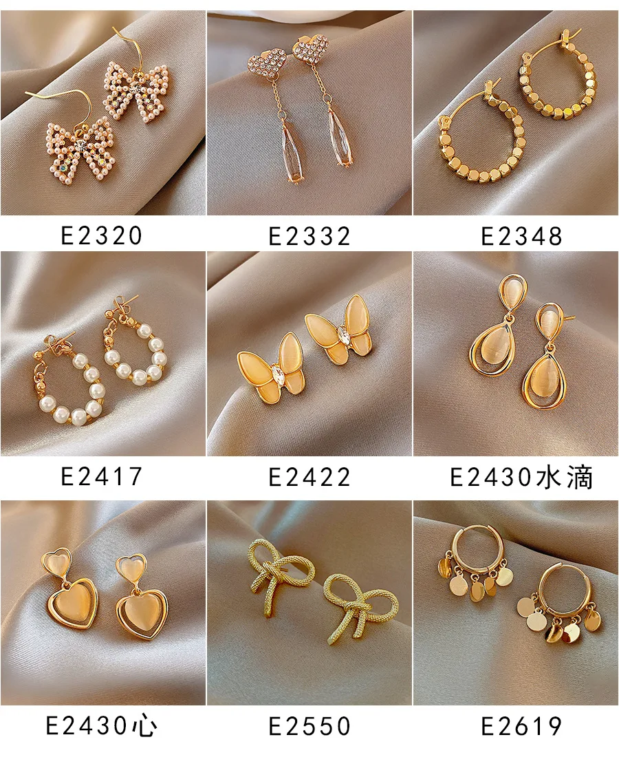 39 Designs Korean S925 Silver Ear Post Nickel Free Hypoallergenic Flower Stud Earrings 18k Gold Plated Fashion Ladies Earrings