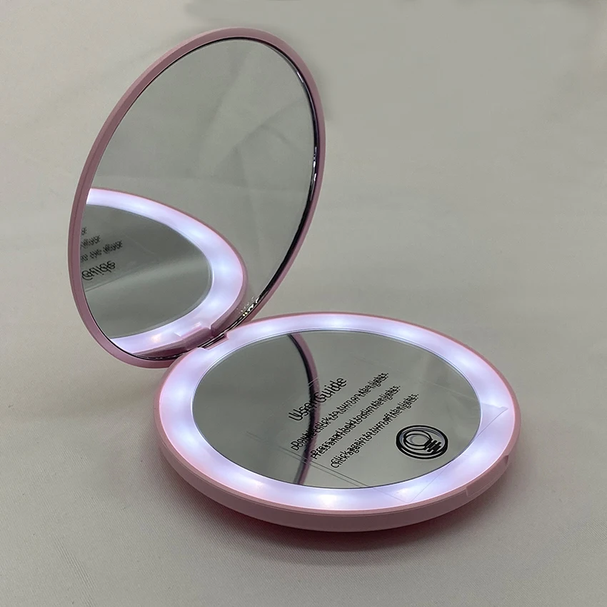 wholesale Modern Small Round USB LED Mini Light Pink Blue White Green LED portable makeup vanity mirror miroir