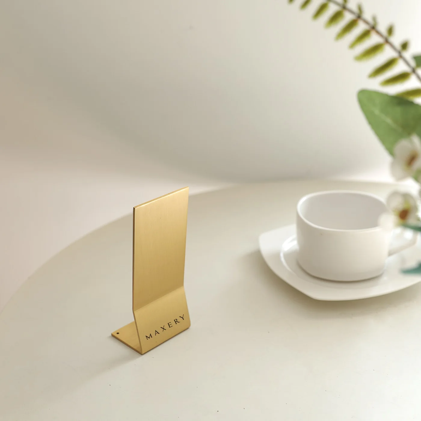 MAXERY Brass window display sign new product launch stand sign shop restaurant table price sign Brass Table Name Plate Custom