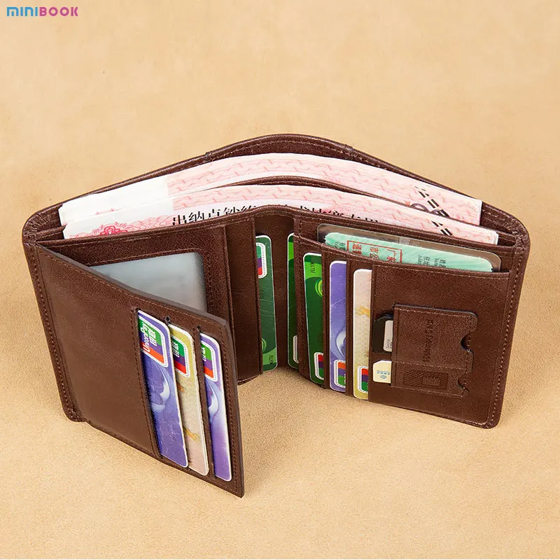 Hot Sale Designer Wallet Men Genuine Leather Oiled Short Biford Purse Slim Card Holder Cowhide Wallet Vintage Style Pouch