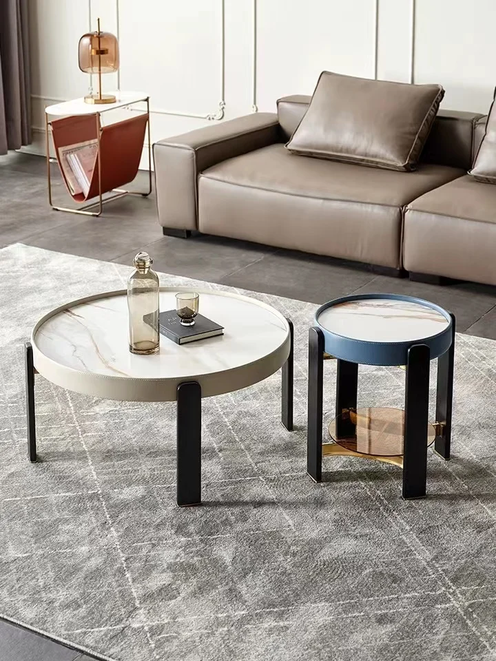 with Marble Texture Wrought Iron Minimalist Office Home Living Room Sofa Furniture Luxury Coffee Table