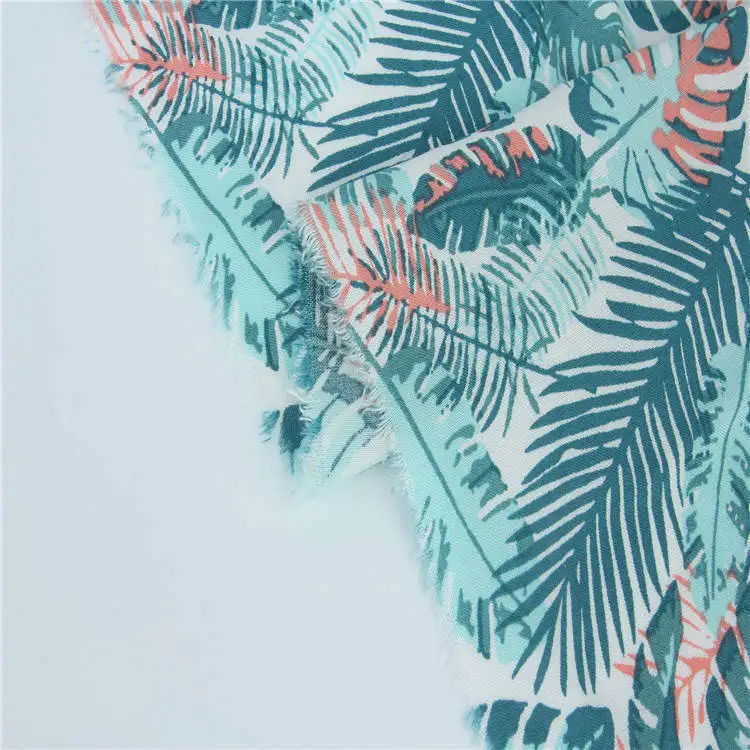 Wholesale hotselling woven plain 30S challis tropical floral digital printed 100 rayon fabric for dresses