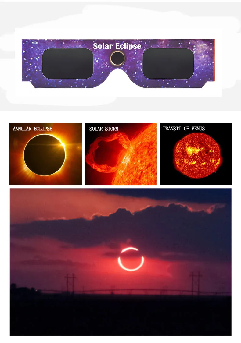 2023&2024 Solar Eclipse Glasses Factory Wholesale Cardboard Eclipse Glasses Custom Logo Paper Solar Eclipse Glasses