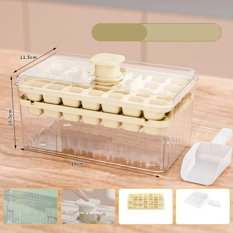 Eco-friendly Ice Cream Maker With  Small Ice Cube Mold And Scoop Food Usage Ice Cube Tray Boxed
