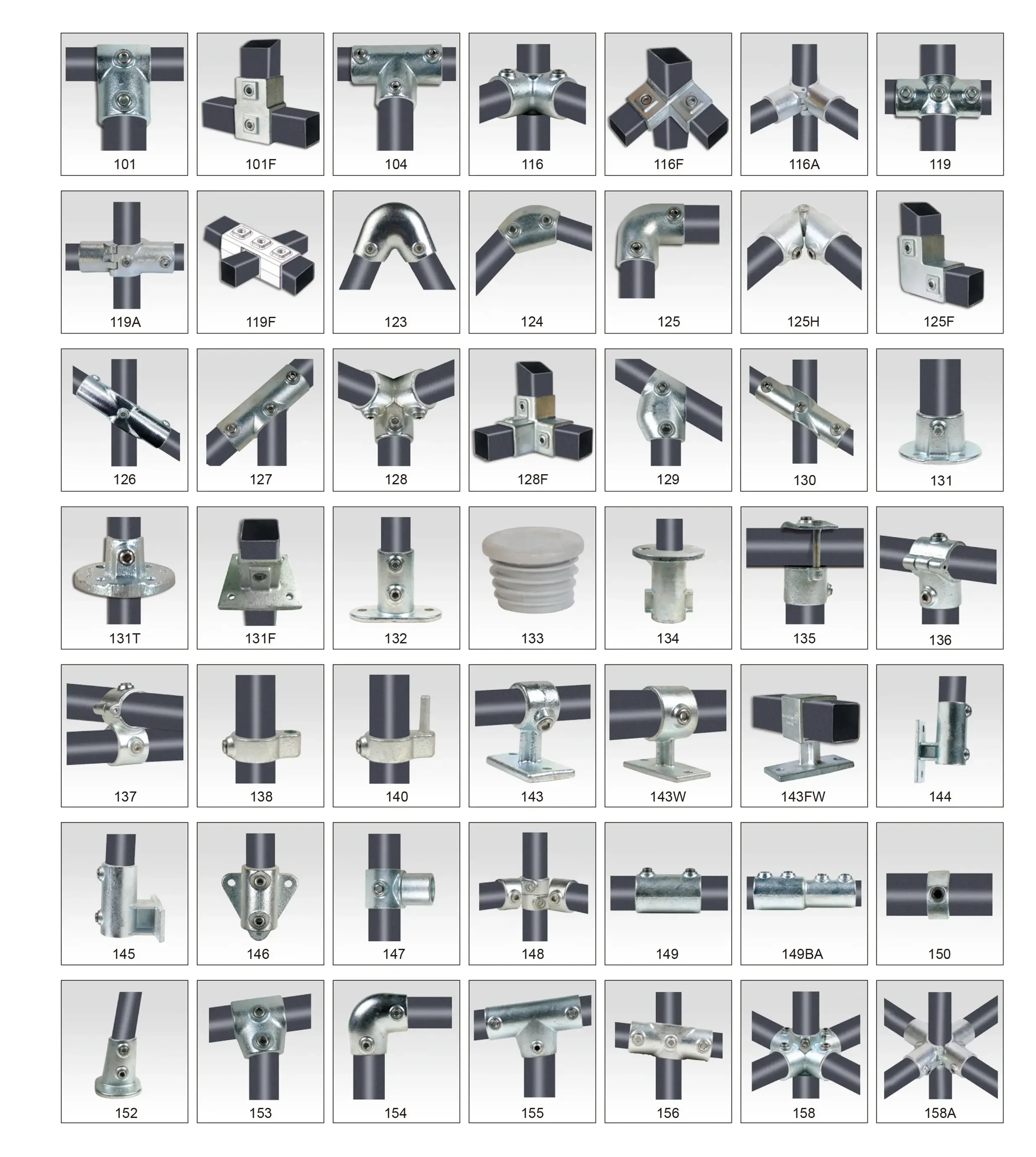 42.4 mm stable Steel pipe connectors 3 Way 90° elbow key clamp for fastenings