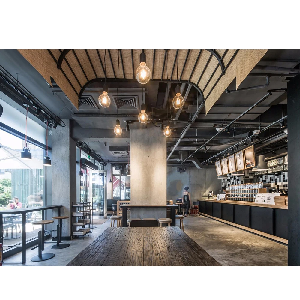 Luxury Milk Tea Shop Interior Store Wooden Display Fixture Modern Attractive Bubble Tea Shops Layout One-stop Design