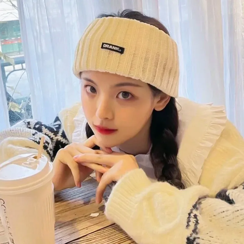 2021 new woolen yarn knitted headband girl wide-brimmed hair bundle woolen yarn multicolor elastic headscarf durag