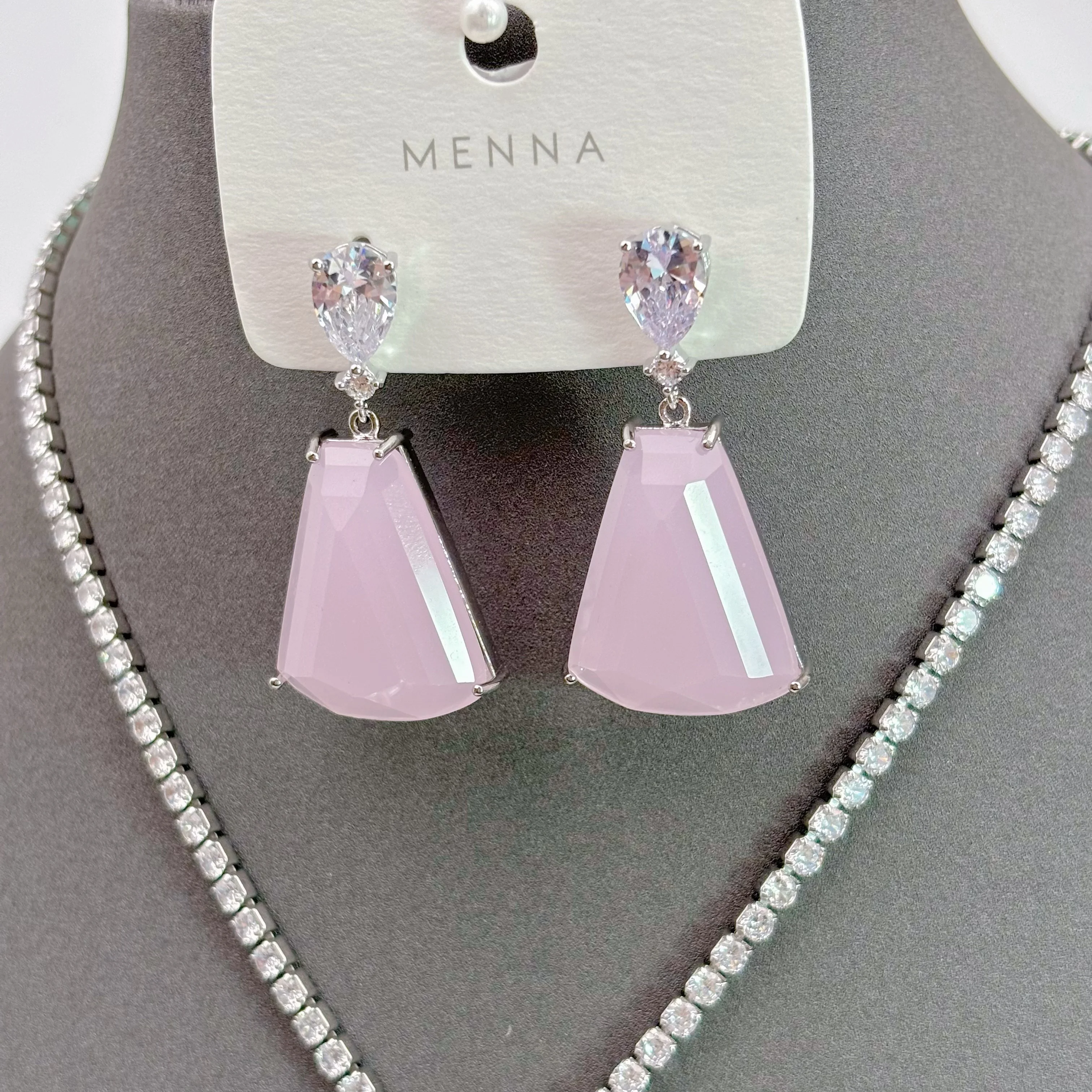 Mengningna wholesale jewelry set 3A  cubic zircon retro style wedding party  vintage earrings necklace dubai jewelry sets