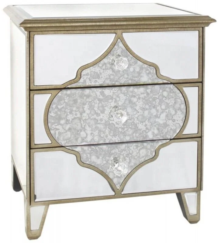 Contemporary Luxury Minimalist Visonnaire Mirrored Bedside Cabinet Night Stand