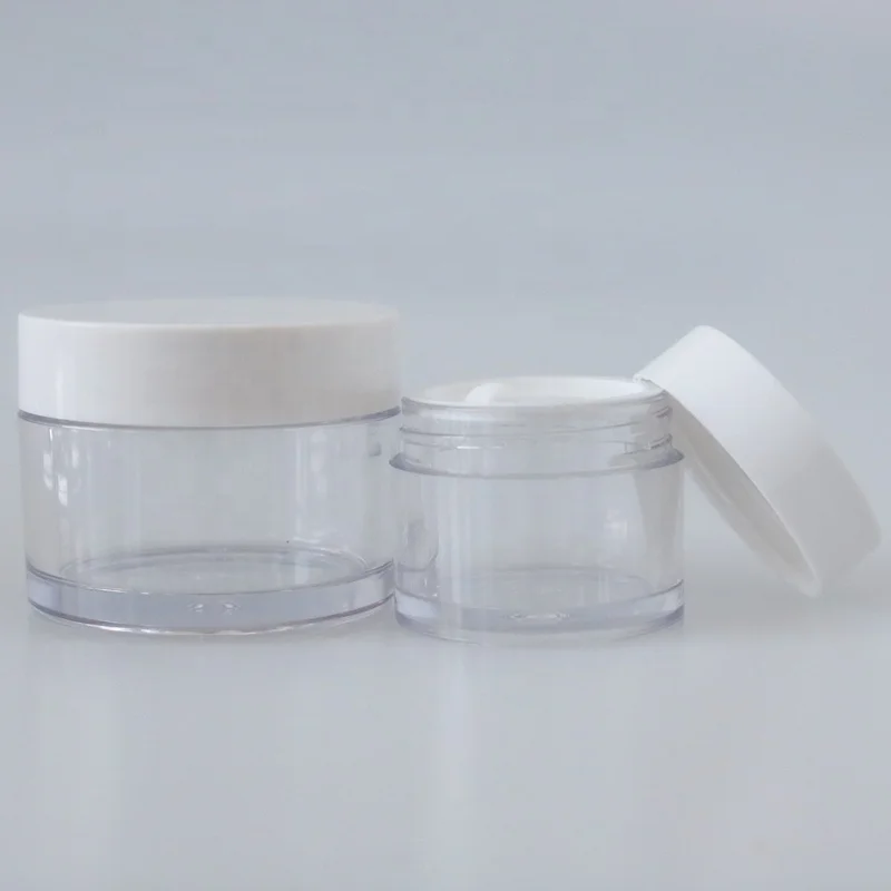 2 oz 3 oz 4 oz 6 oz 8 oz Clear  PET Straight Sided Plastic Container Jars With Smooth White Screw Caps