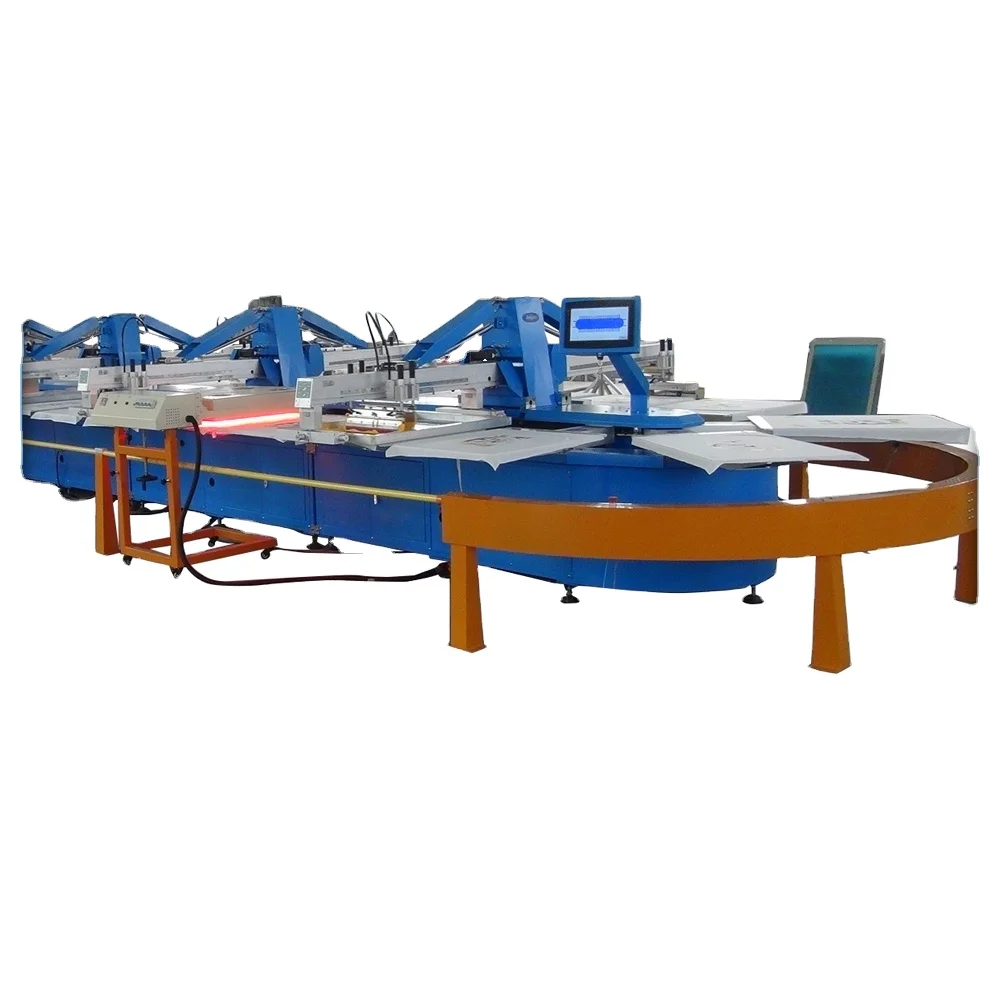 2 colors 63x86.5cm High accuracy Automatic cotton textile silk screen printing machine, suitable for different printing process