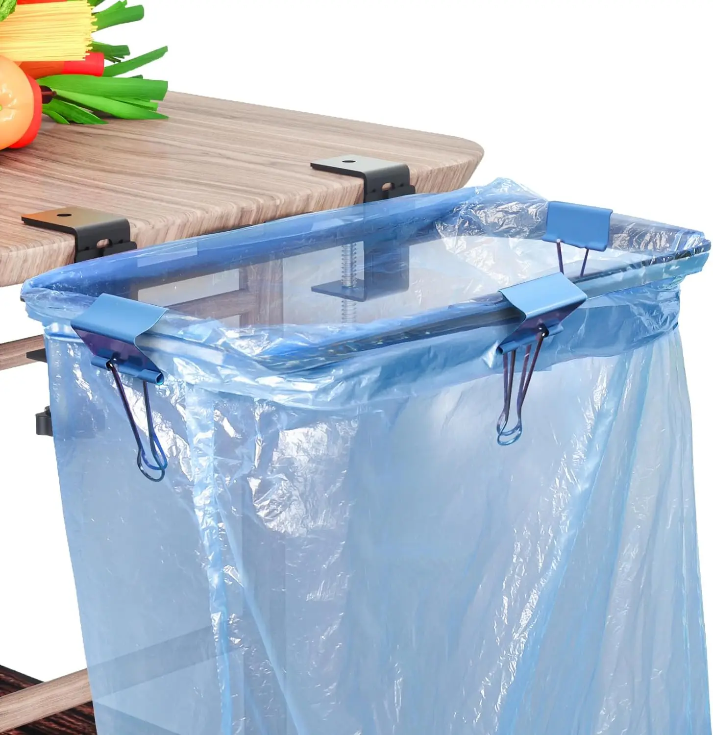 Trash Bag Holder Heavy Duty Steel Camping Hanging Garbage Bag Holder with Bow Clamps,Plastic Bag Holder Rack for Griddle