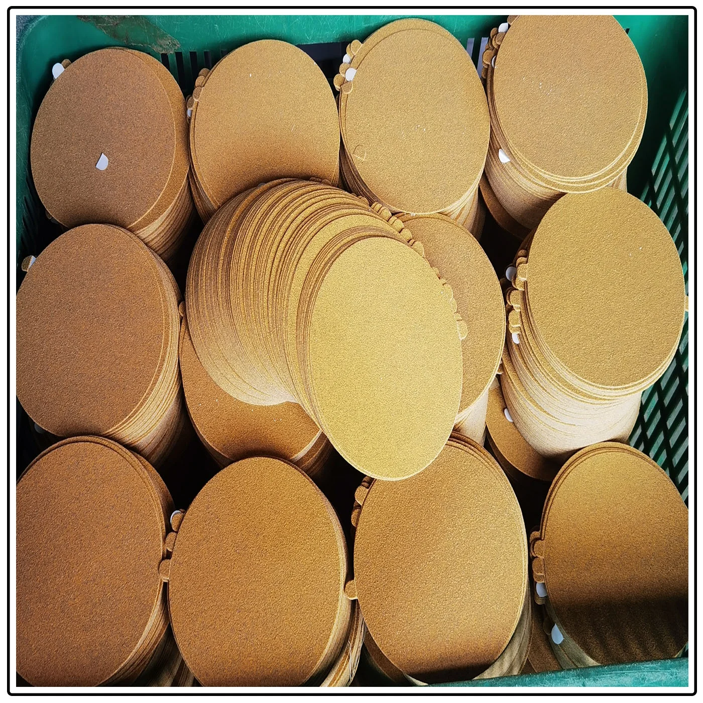 Yellow sticky round sandpaper pneumatic sander sandpaper tray hook and loop  sandpaper