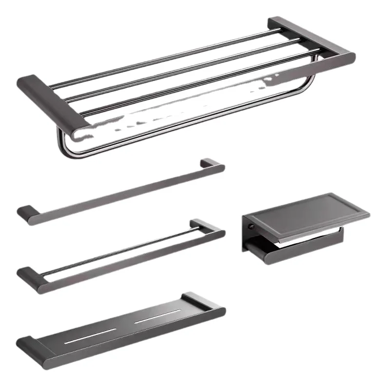 Black Stainless Steel Toilet Brush Holder Robe hook Bathroom Hardware Set Paper Holder Modern Bathroom Accessories