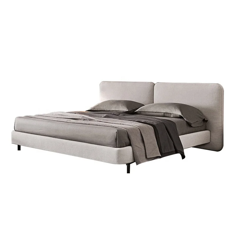 Luxury Modern Bed Room Furniture Grey Fabric Upholstered Bedroom Set King Size Bed