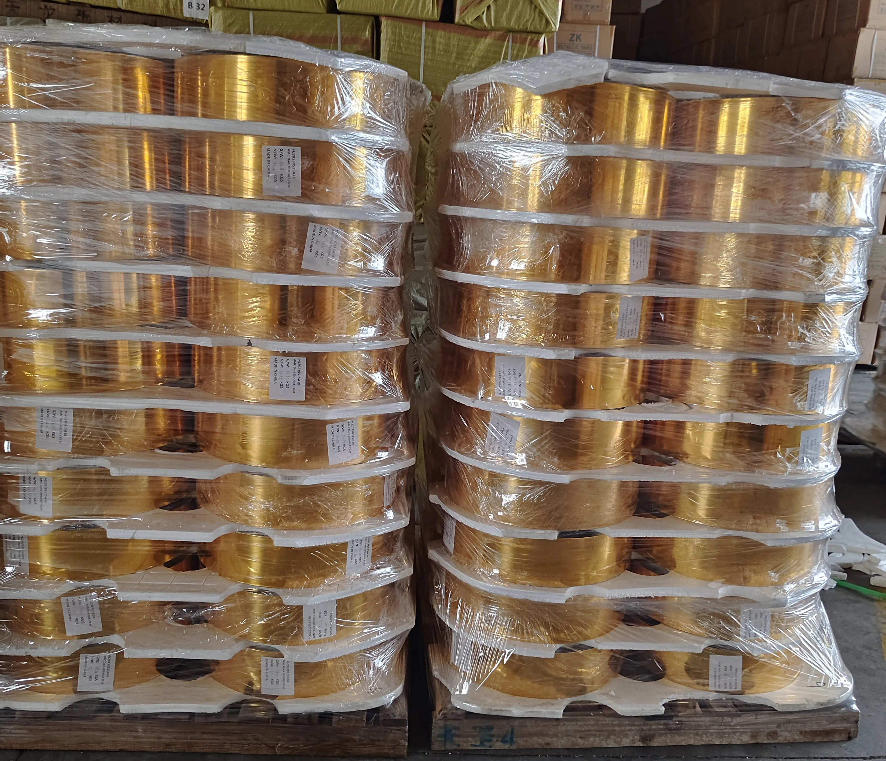 FLAT Metallic FILM Pure GOLD Metallic Yarn manufacturer Metal Yarn for Embroidery M Type Metallic Yarn